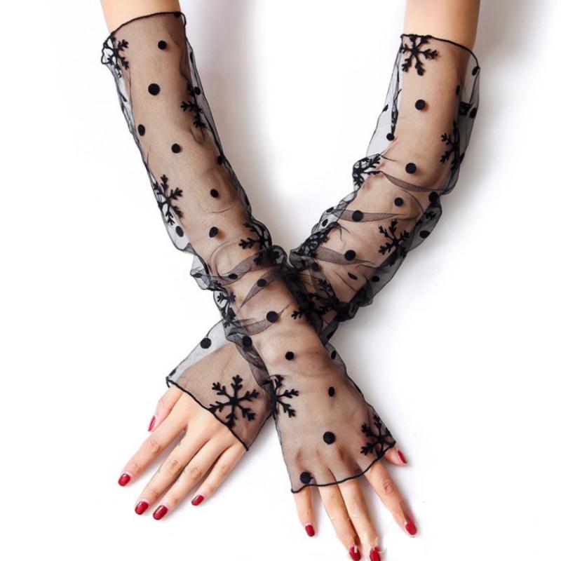 1 para przeciwsłonecznych rękawów siatkowych koronkowych UV cienkich z długim rękawem rowerowych z jedwabiu lodowego damskie rękawiczki rowerowe ocieplacze na ręce rękawy letnie