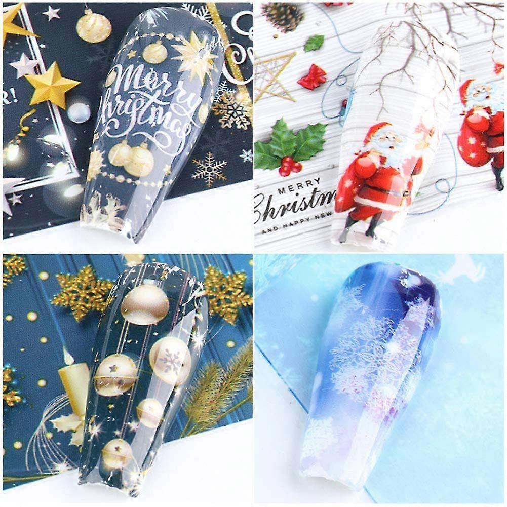 Christmas Nail Stickers -10 Sheets Christmas Nail Foil Transfers Stickers Snowflake Snowmen Santa Christmas Tree