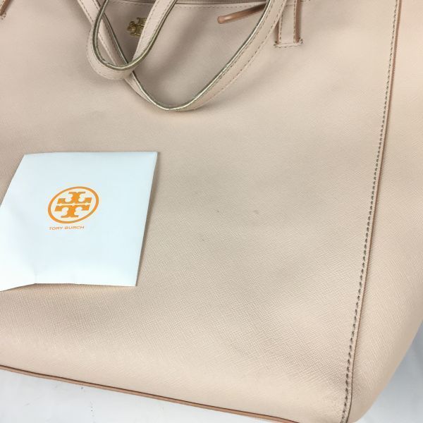 Tory Burch Leather Tote Bag Pink Large 3 Compartments Authentic(USED)
