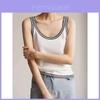 T-shirt estiva senza maniche da donna con design color block e tessuto in poliestere per abbigliamento casual