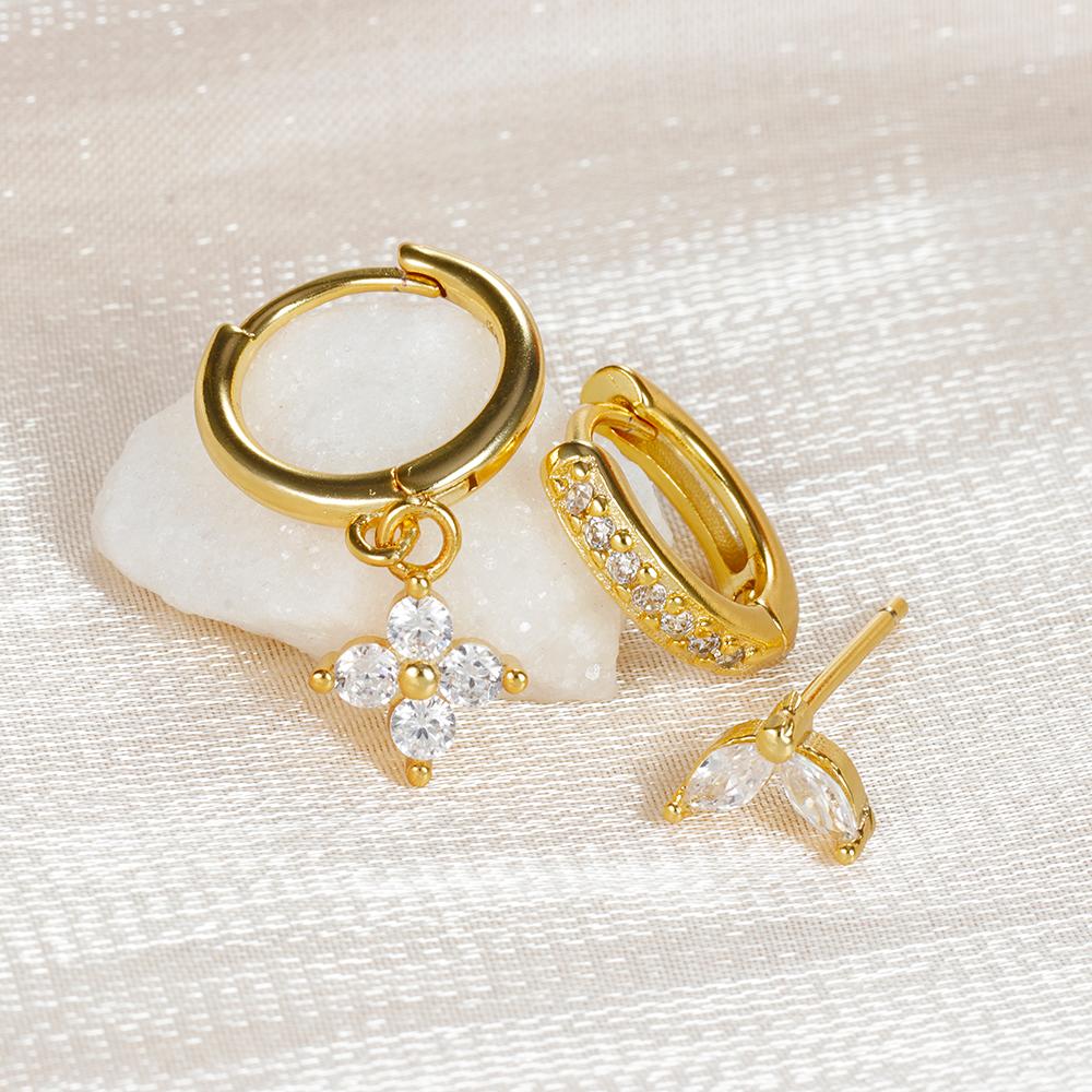 3 ΤΕΜ Κρεμαστά Σκουλαρίκια για Γυναίκες Ανοξείδωτο Ατσάλι Λουλούδι Κρεμαστά Σκουλαρίκια Αξεσουάρ Κοσμημάτων για Πιρσινγκ