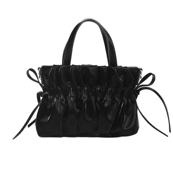 

Женская плиссированная сумка-тоут через плечо с отстегивающейся цепочкой на плечо чёрный