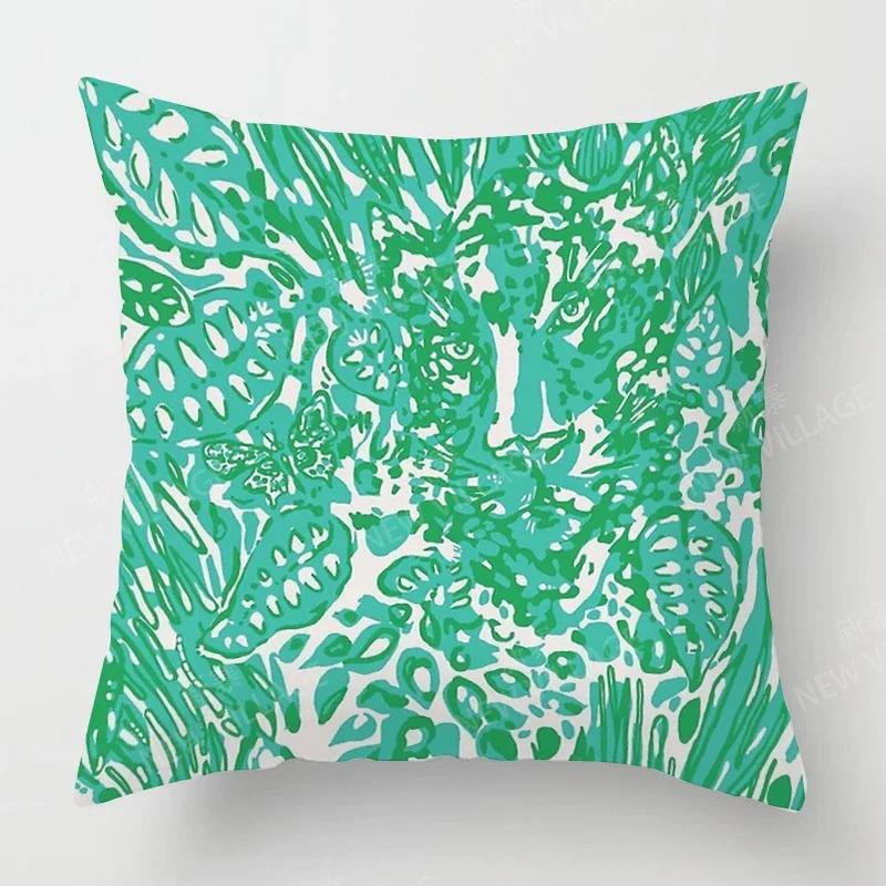 Nordic Fall Home Decor Autumn Throw Pillow Case Sofa Cushion Cover Modern 45x45cm 50x50 60x60cm 40*40cm Leaf Plant Green