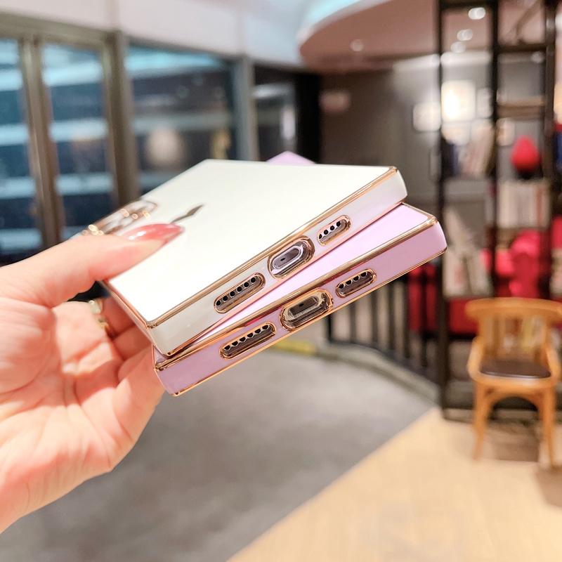Soft Square Love Heat Phone Case For iPhone 12 11 13 14 Pro Max Mini X XR XS Max 7 8 Plus SE  Electroplated Bumper Cover