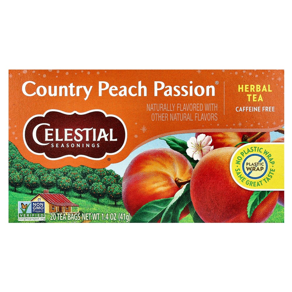 Celestial Seasonings Country Peach Passion Herbal Tea, Caffeine-Free, 20 Tea Bags, 41g (1.4oz)