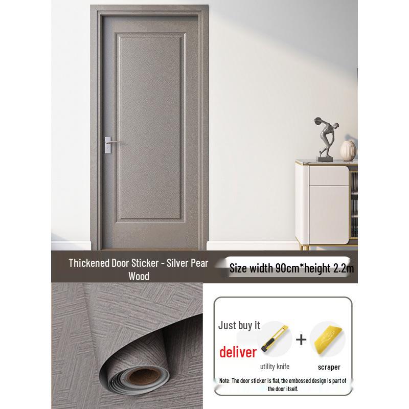 Self-Adhesive Wood Grain Door Renovation Sticker - Waterproof Decorative Cover-Up for Old Doors