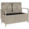 Garden Bench with Storage Space and Cushions Light Grey Poly Rattan