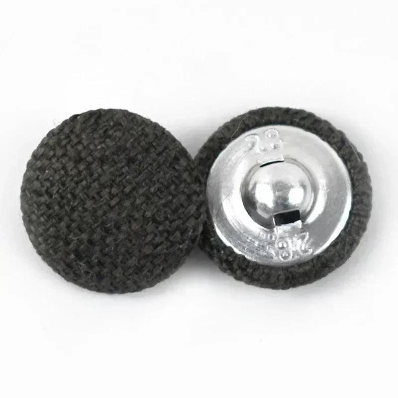 30Pcs Meetee 15-30mm Colorful Cloth Covered Button Linen Fabric Round Metal Shank Buttons DIY Clothing Home Sewing Accessories