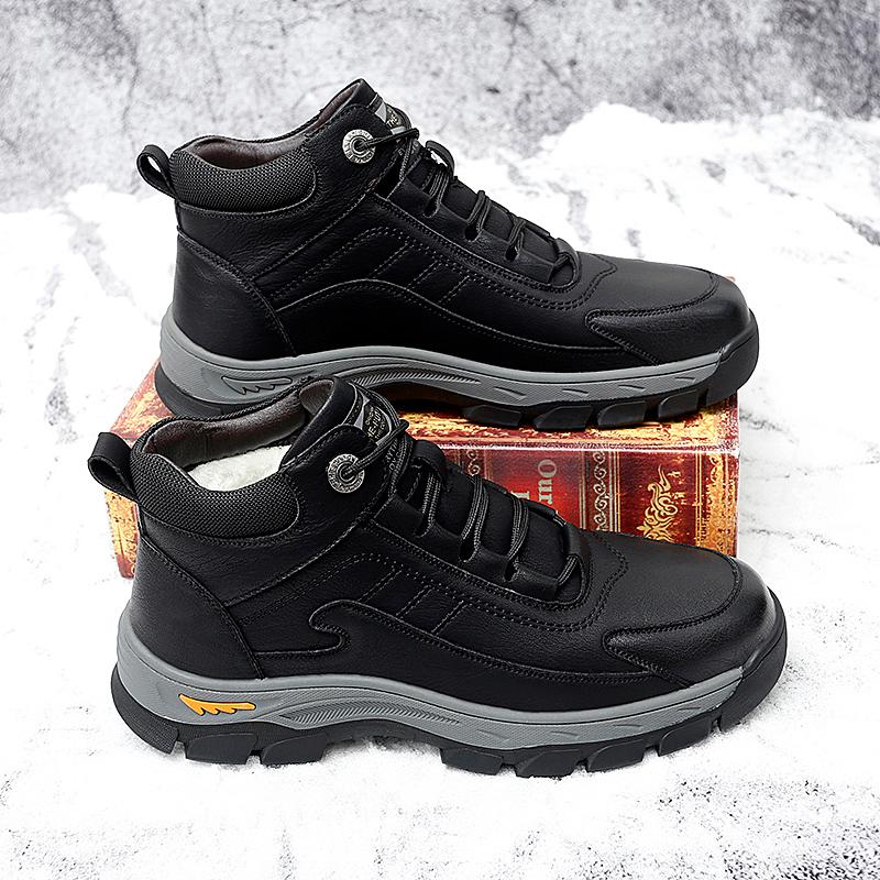 Fashion Men Ankle Boots Outdoor Shoes Style Formal Men Shoes Casual Designer Fashion Lace-up 2024 Plush Warm Snow Boots Winter Shoes
