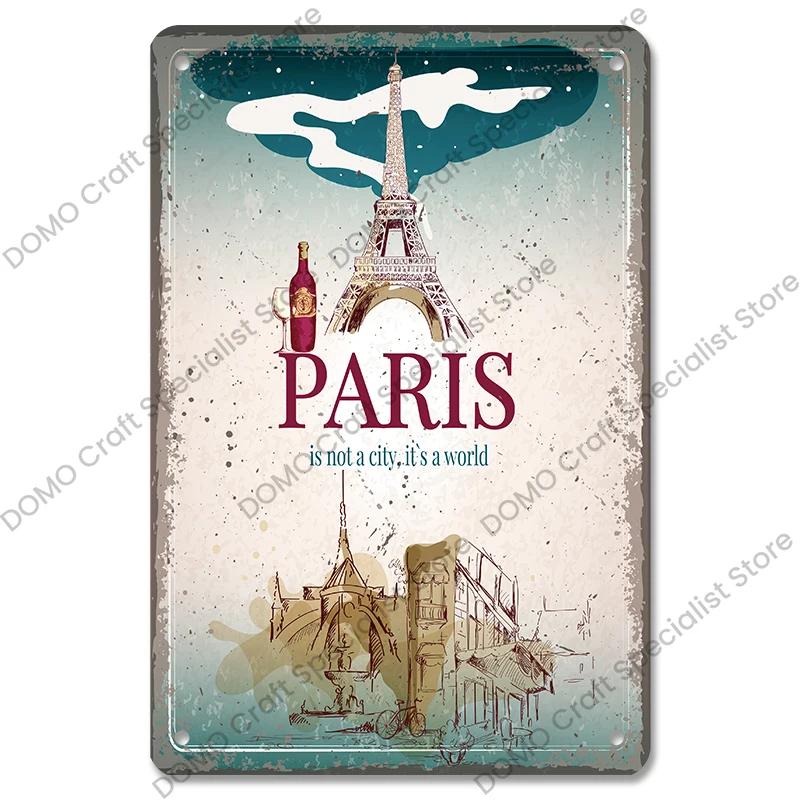 Vintage Paris City of Love Bastille Day Metal Tin Sign  French Wall Decor for Cafe Living Room Home  Retro Poster Plaque for Uni