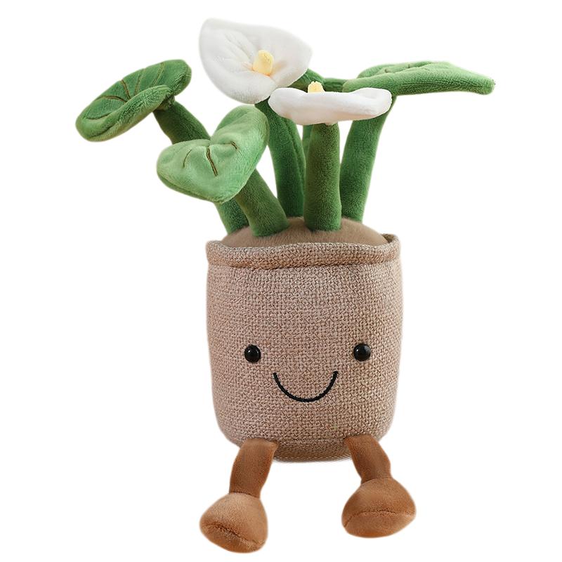 Flowers Green Plant Plush Toy Stuffed Potted Flower Dandelion Lily Iris Tulip Anthurium Orchid Strawberry Home Decor Gift