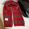 Korean High End Striped Wool Scarf for Women in Winter New Warm and Cold Proof Neck Shawl Knitted Scarf