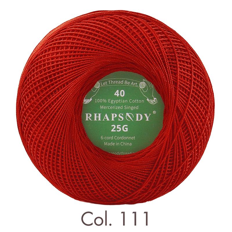 Rhapsody Premium Cotton Crochet Thread Size 40 for Tatting Needlepoint Knitting Bobbin Lace Quilting Sewing Mercerized