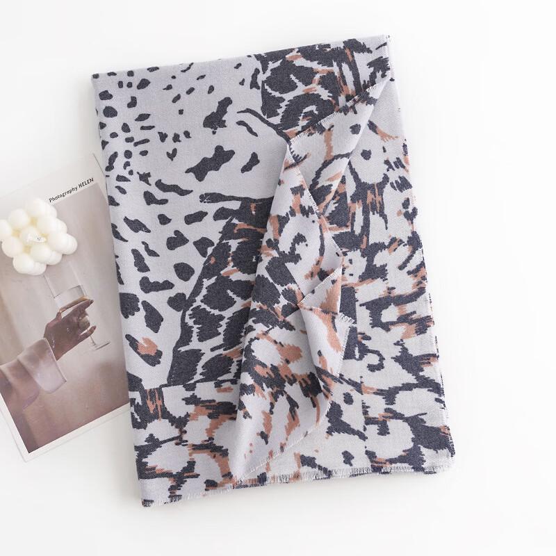 DayApril Faux Cashmere Leopard Print Tassel Scarf