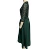 2 Pcs/Set Women Prom Dress Skirt Set Hollow Out Lace Ruffle Hem High Waist Round Neck Three Quarter Sleeve Ankle Length Banquet Maxi Dress