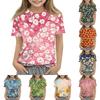 Girls Floral Print Short Sleeve T Shirt Casual Loose Fit Crew Neck Top Lightweight Comfortable Summer Tee for Kids