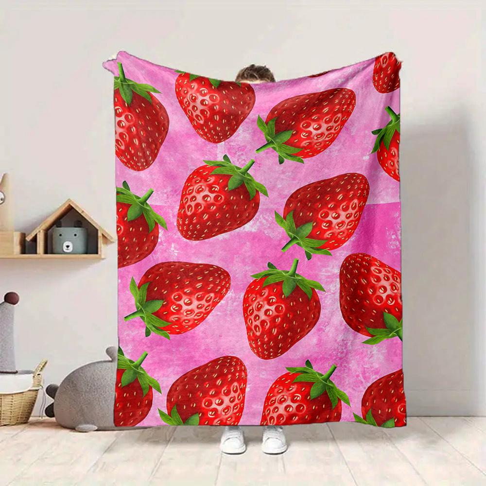 1pc Strawberry Pattern Blanket Warm, Cozy, And Soft, Suitable for Sofas, Beds, Cars, And Office Use.Perfect for Camping And Travel, Making It a Great