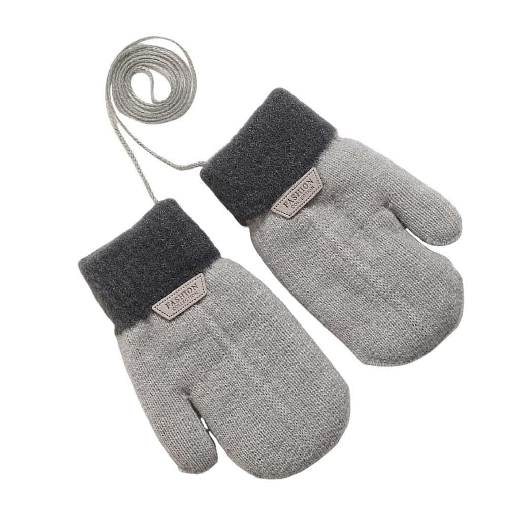 Umeloeo Knitted Cute and Thick Mittens with Drawstring for Winter Warmth and Windproof Perfect for Playing in the and Commuting to Elementary Boys and
