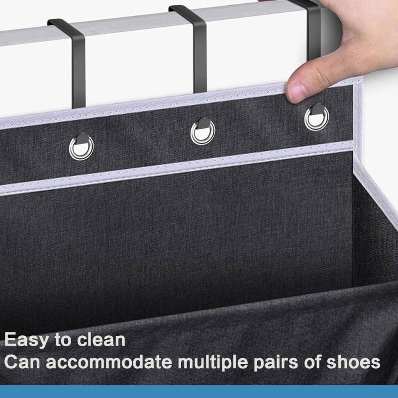 Versatile 8 Level Over Door Shoe Holder Footwear Hanger with Large Pocket Space Saving Shoe Organizer for Closet