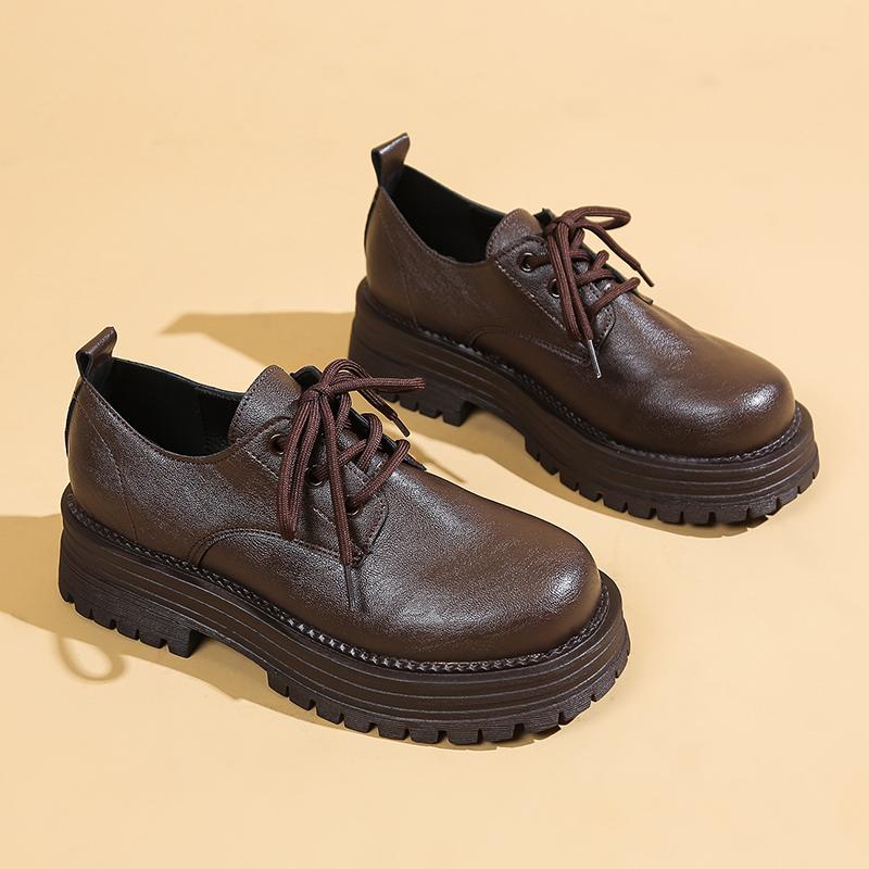 

Модные женские лоферы на толстом каблуке, весенняя новинка, с круглым носком, ремешком спереди, толстой подошвой, противоскользящие, износостойкие, низкие 40