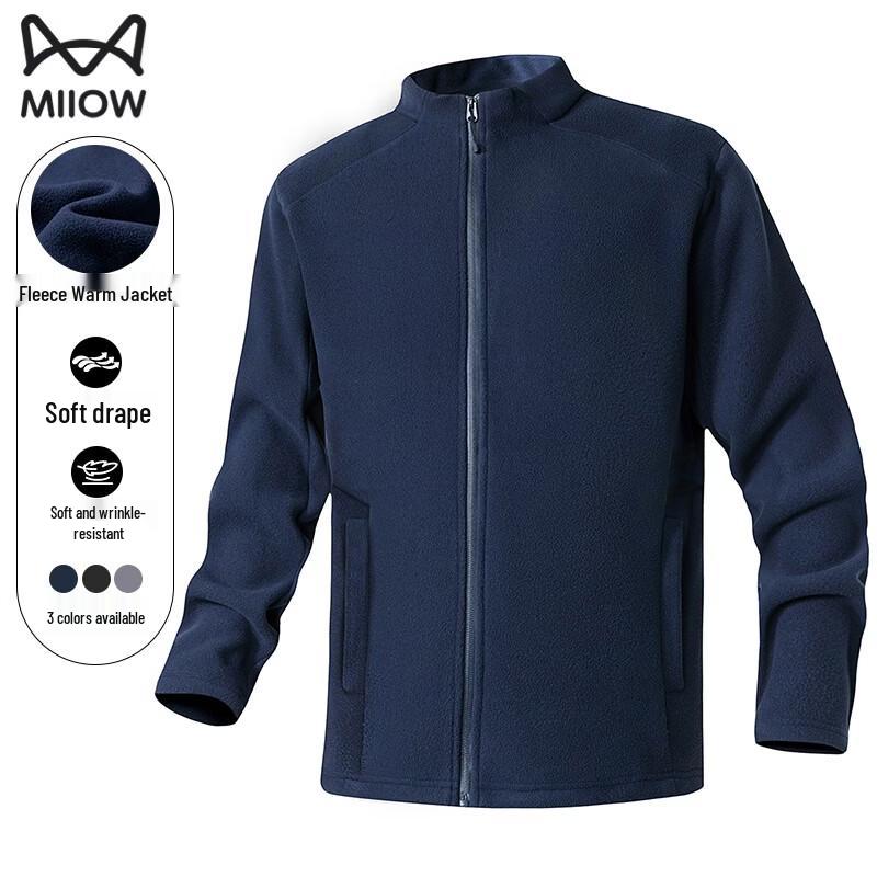 MiiOW Men s Winter Fleece-Lined Stand-Collar Casual Jacket L