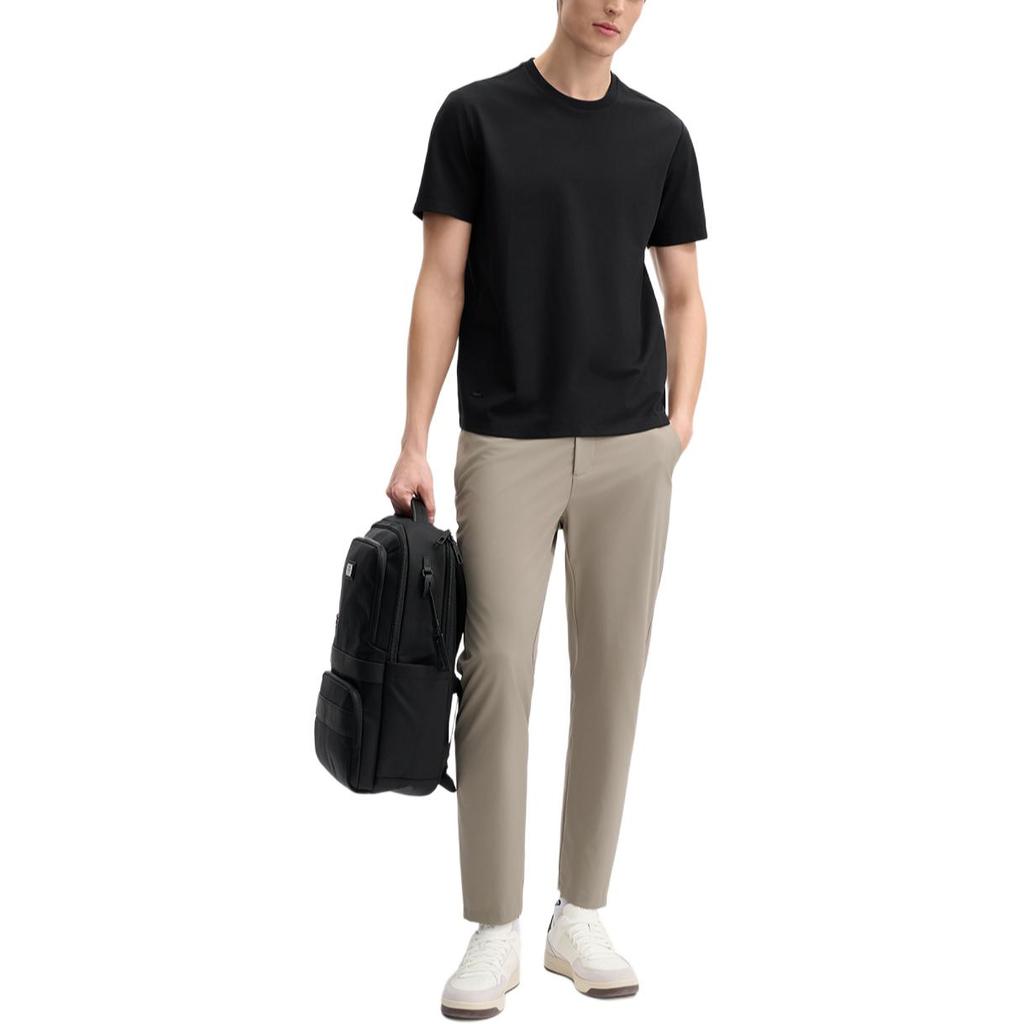 Fila White Soft Master Fashion Versatile Simple Comfortable Knitted Short Sleeve T-Shirt Men T-Shirts Black F11M513104FBK