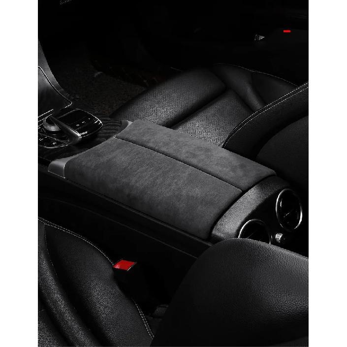 Suede Car Armrest Box Panel Lid Shell Cover Accessories For Mercedes Benz C E Class GLC W205 W206 W212 W213 X253 X254 2015-2024