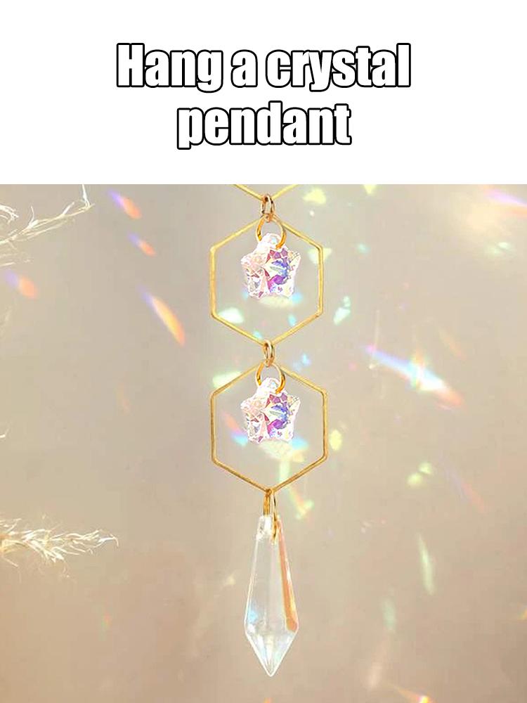 1 Stück Kristall Sonnenfänger Gartenlicht Schmuck Hängender Prismatischer Anhänger Gartenanhänger