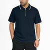 Men's Short Sleeve Polo Shirt with Zipper Collar Classic Fit Lightweight Knit Top for Everyday Wear