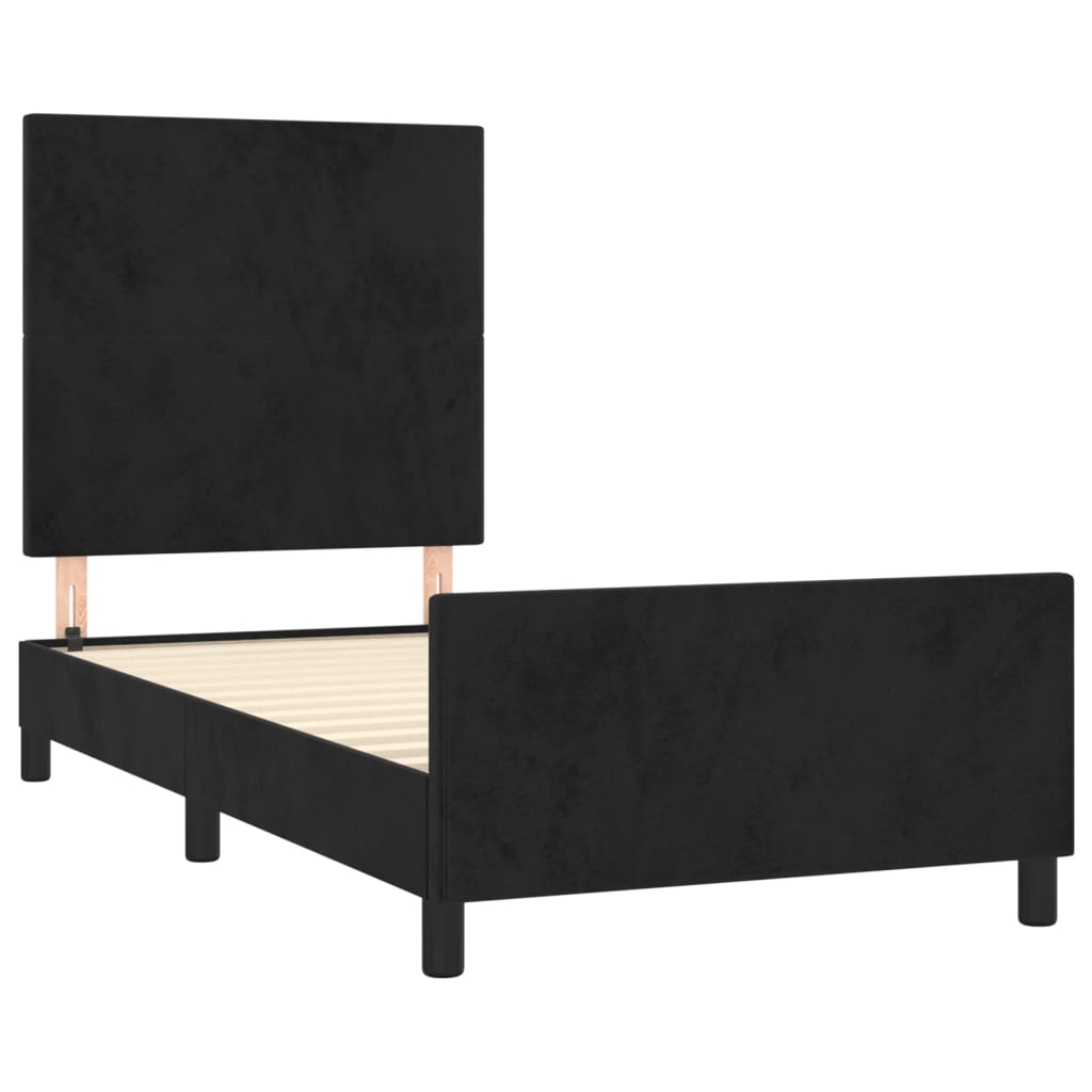 Bed Frame with Headboard Black 90 x 200 cm Velvet