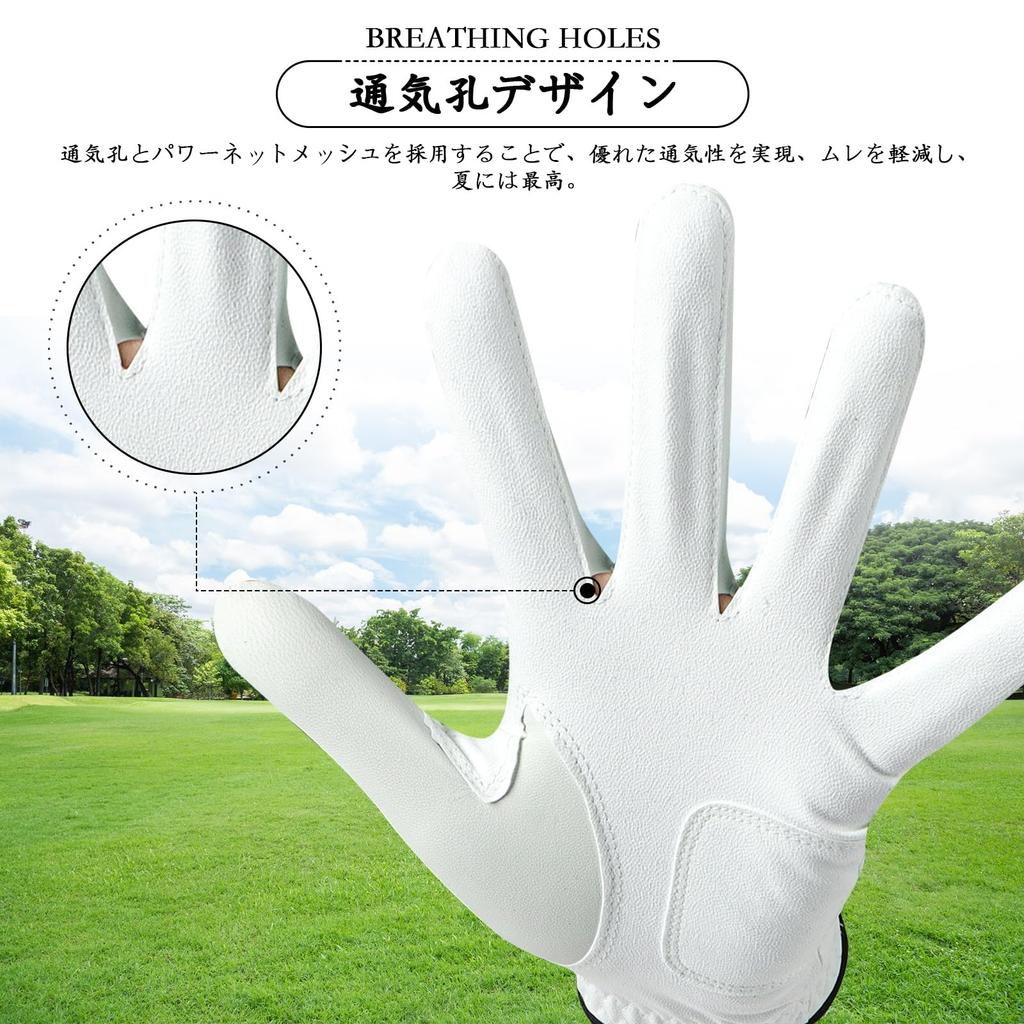 Golf Combination of Natural Sheepskin and Microfiber Rain and Sweat Golf Wear Men's Gloves, 3-Pack, Leather, Soft, Elastic, Breathable,