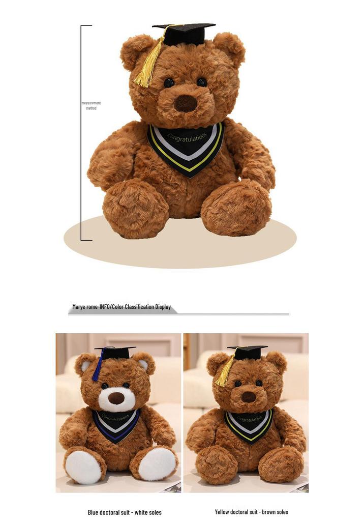 Cute Graduation Teddy Bear with Doctor's Hat - Commemorative Gift for Students