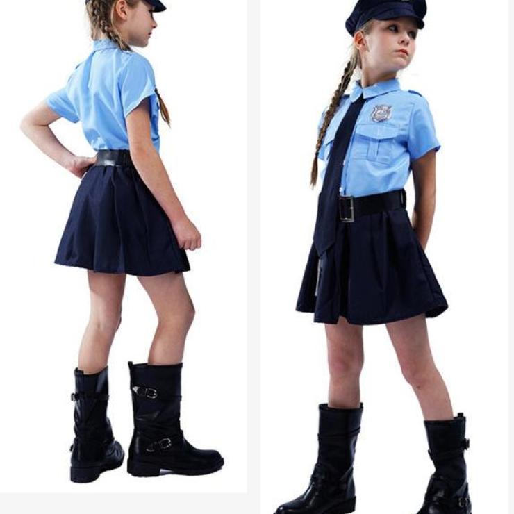 Dívčí kostým policistky Roztomilý policista Hra Cosplay Uniforma Dětský Halloweenský Cosplay Oblečení KTB