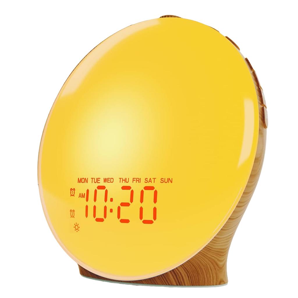 Multifunction Wake Up Light Sunrise Alarm Clock Sunrise/Sunset Simulation Digital Clock with Night Light FM Radio Desk Clocks
