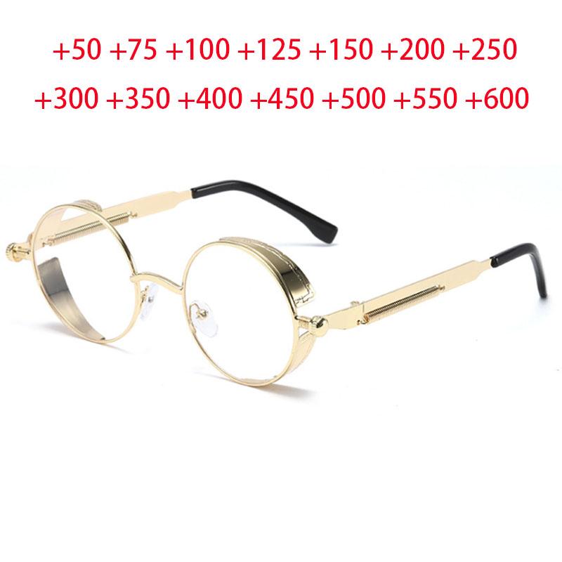 Attractive Glasses Men's Silver Metal Reading Glasses Gothic Steampunk Vintage Shield Eyewear Shades Hyperopia Prescription 0 +0.5 +0.75 +1.0 +2.0 +3.0 To +6.0 Cm