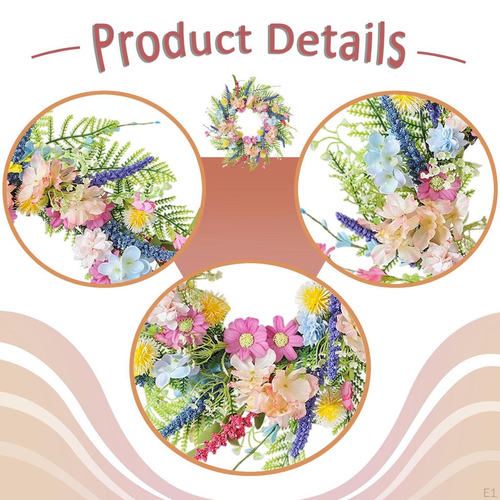 Artificial Flower Garland And Silk Leaves, Decorative Hanging Wreath for The Front Door, Party