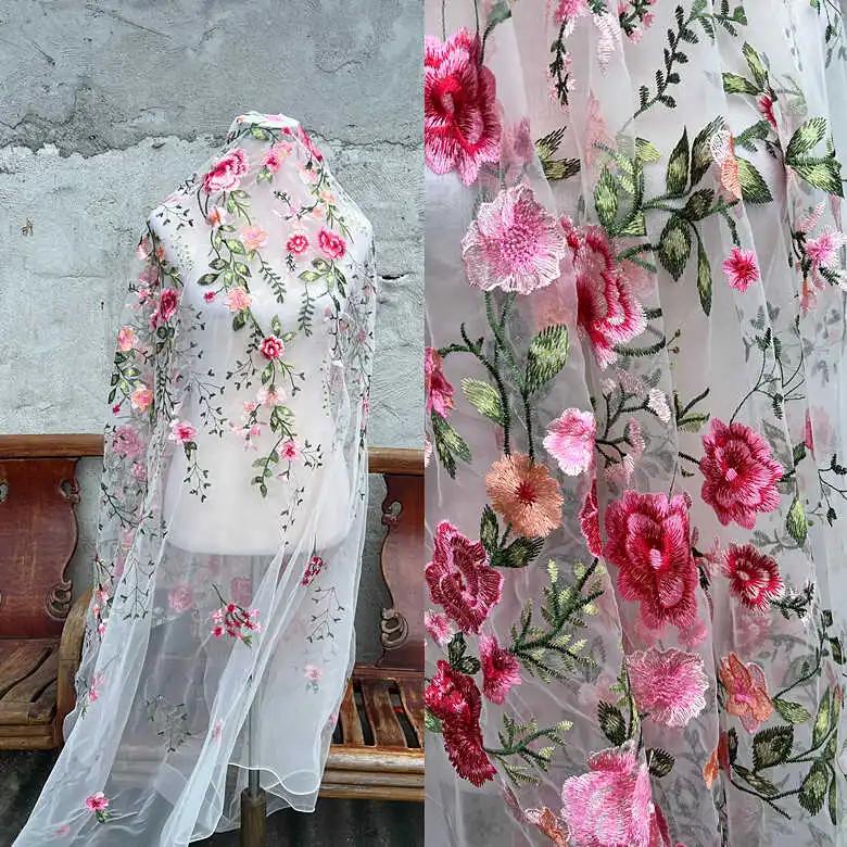 

100x130см Платье Модная Одежда Ткань для Шитья Цветная Сетчатая Вышитая Ткань для Diy Материала Оптовая Ткань 100x130cm