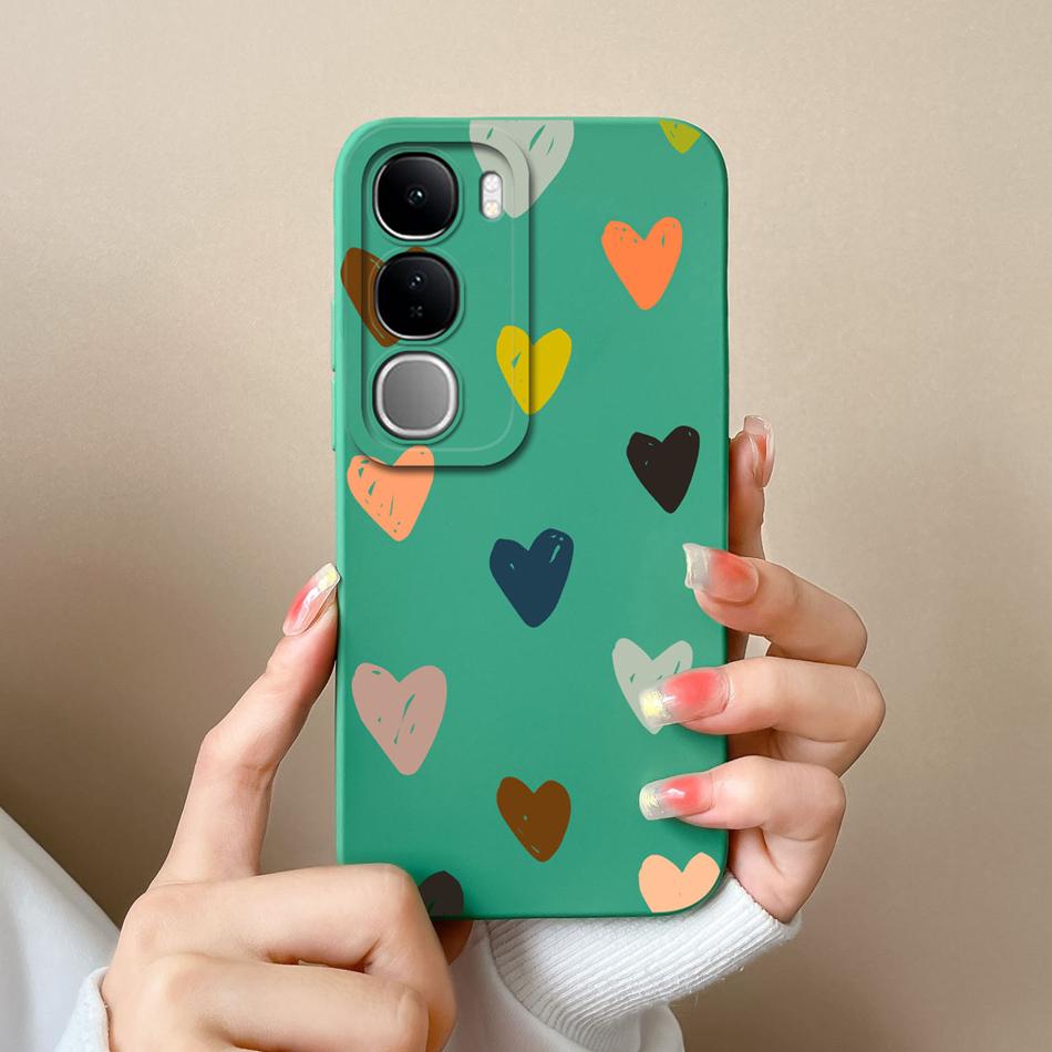 For Vivo V40 Lite V40SE Y200 Y300 Case Simple Heart Liquid Silicone Camera Protection Back Cover For Vivo V 40 Lite V40 SE Funda