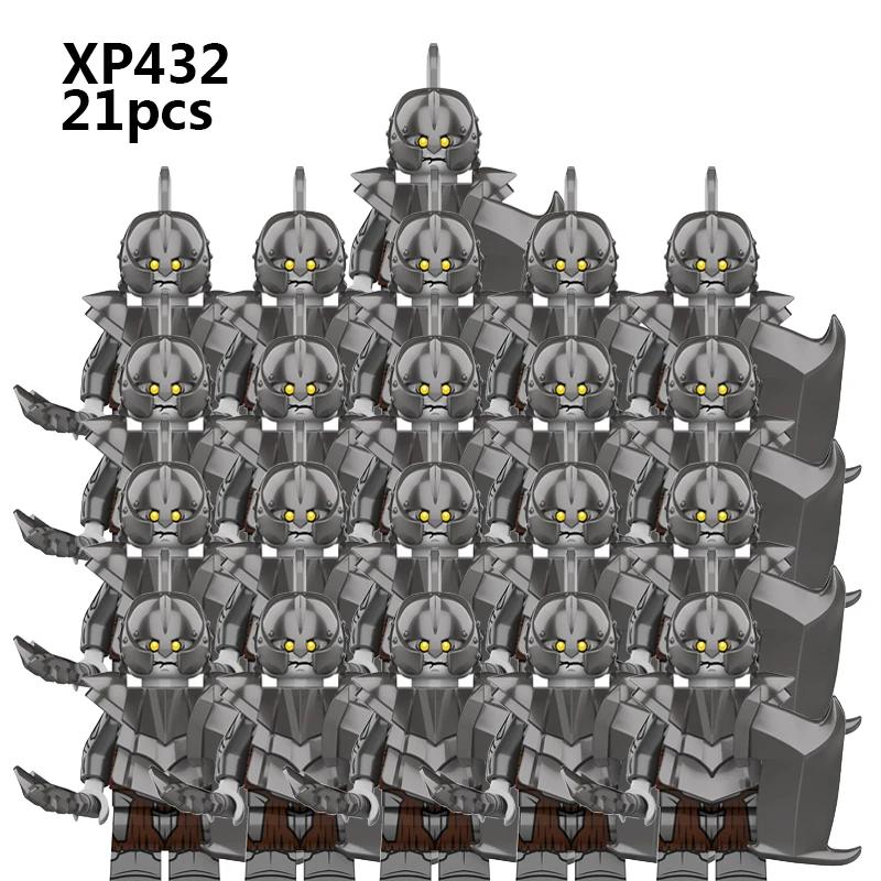 KT1056 21pcs WW2 Movie Character SET Magic Ring Lord Medieval Dwarf Soldier Shield Soldier Army Figure Bricks Toys for Kids Gift