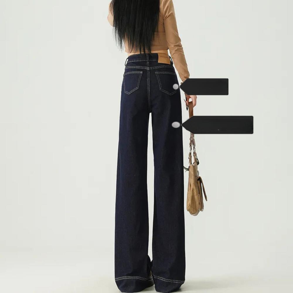 F001 Personality Trend Wide Leg Jeans Women's Spring and Autumn New High Waist Loose Drape Straight Floor Mopping Jeans