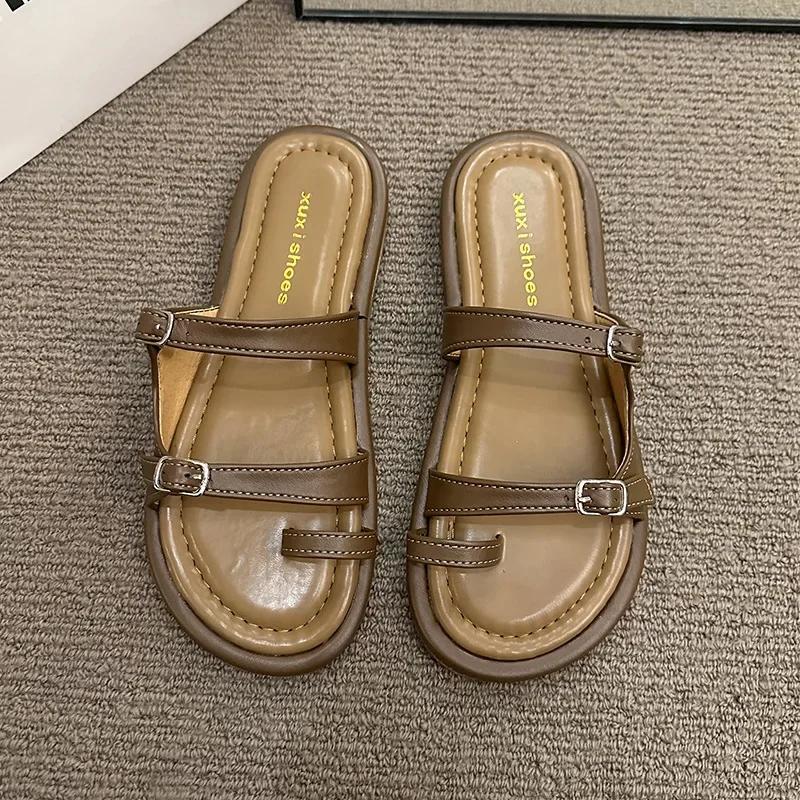 Women's Sandalias Toe Flip Flops Summer Non-Slip Flat Soft Sole Slides Shoes Fashion Simple Comfortable Outdoor Beach Sandals