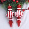 2 Pcs 7 Inch Finial Drop Christmas Tree Ornaments Red White Gourd Shape Hanging Ornaments Shatterproof Plastic Finial Pendant for Holiday Party Decor