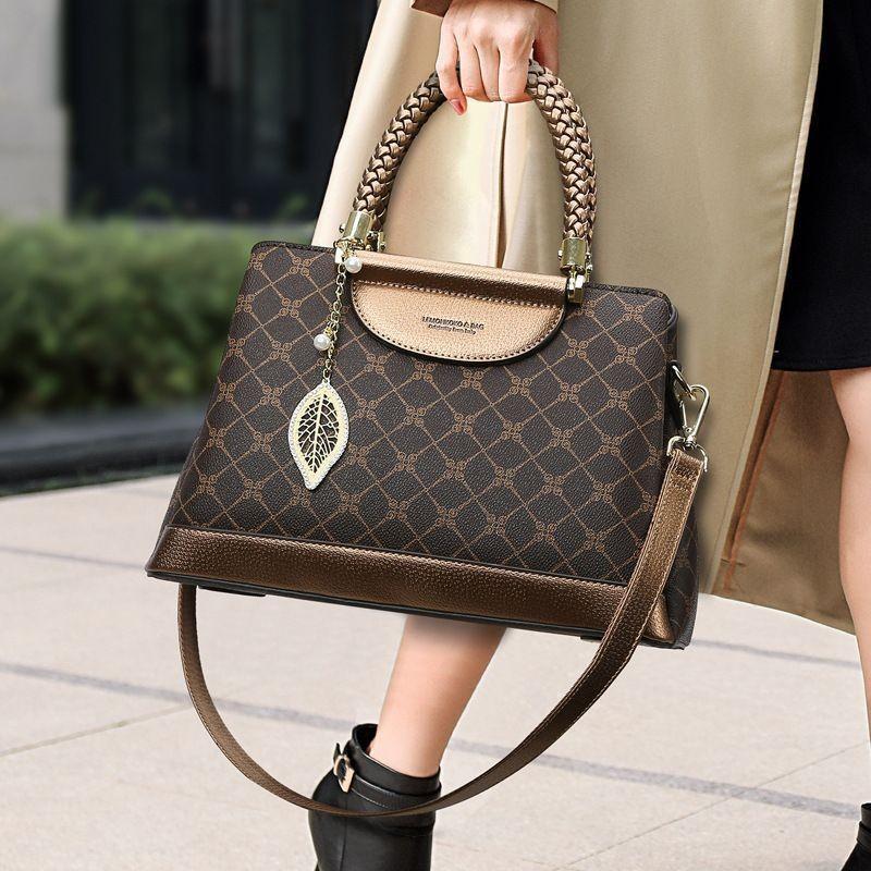 Borsa a mano Classica Fiori Vecchi Borsa per Mamma di Mezza Età Borsa Tote Fashion a Contrasto Borsa da Pendolare Premium a Grande Capacità Donna