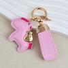 Fashion Keychain Luxury Metal Short Leather Flower Car Key Chain Pendant Split Keychain Woman Keyring Accessories
