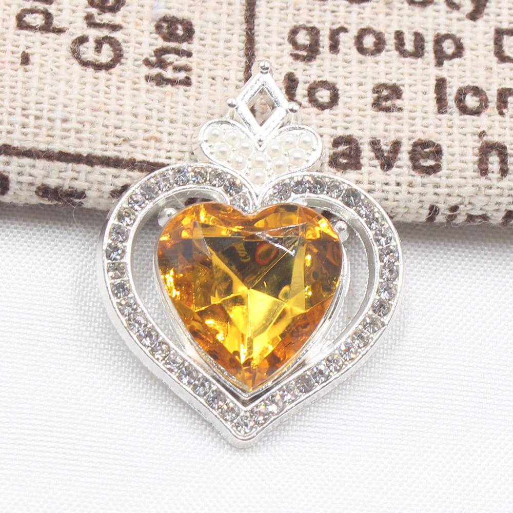 New 10 Piece 22 * 30mm Peach Heart Rhinestone Pearl Alloy Flat Bottom Button DIY Phone Case Hair Accessories Gift Box Clothing D