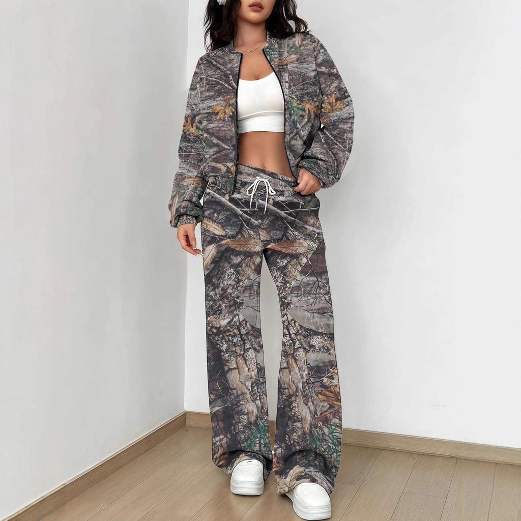 Outdoor Camouflage Herbst Und Winter Neue Europäische Und Amerikanische Damenbekleidung Retro Druck Anzug Damen