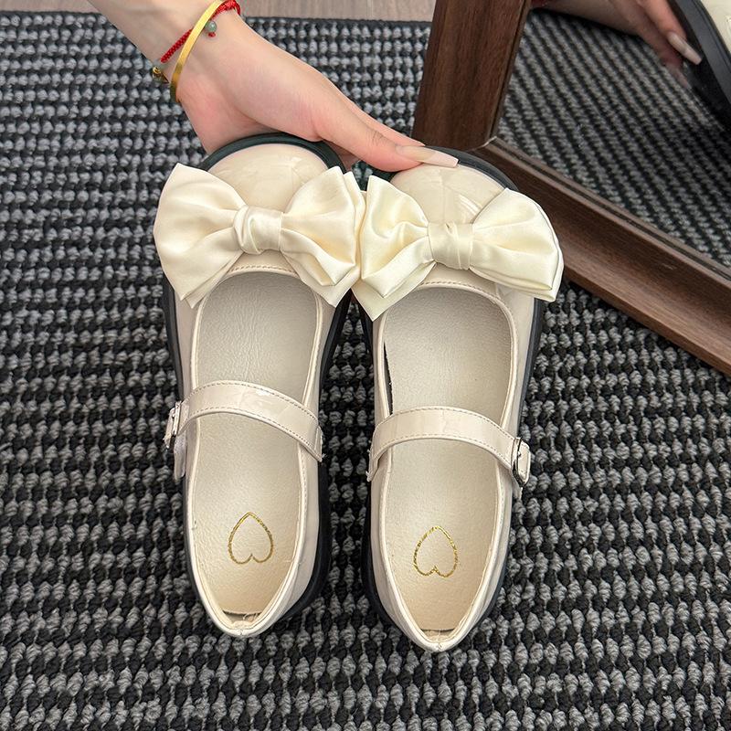 

Мэри Джейн туфли-лодочки из маленькой кожи женские 2025 весна новые круглый носок ретро модные туфли в стиле колледжа туфли на платформе 40 бежевый