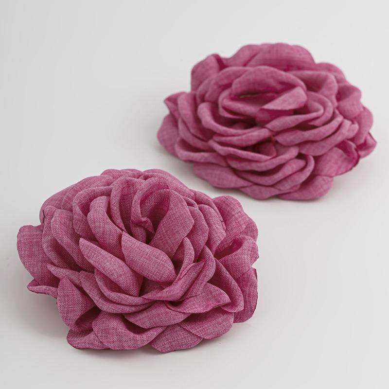 Exaggerated Big Rose Flower Earrings for Women Vintage Elegant Fabric Florals Ear Stud Earring Summer Holiday Beach Jewelry