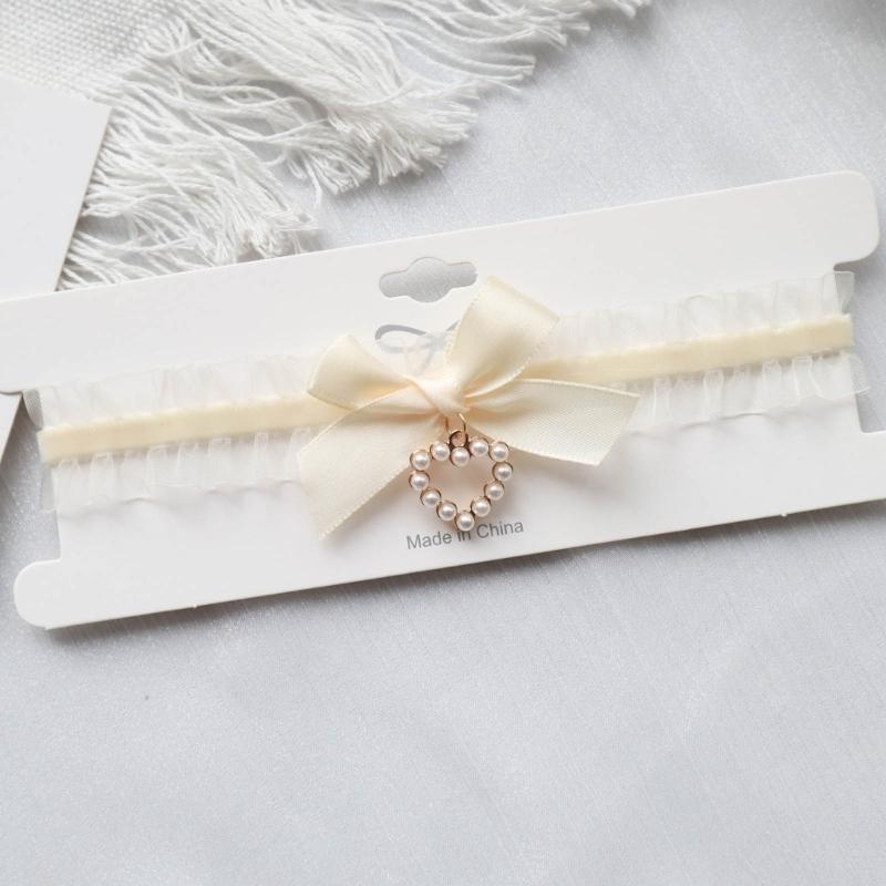 Sweet Heart Pendant Bowknot Neckband Choker Jewelry Temperament Elegant Neck Chain Women Clavicle Chain Necklace