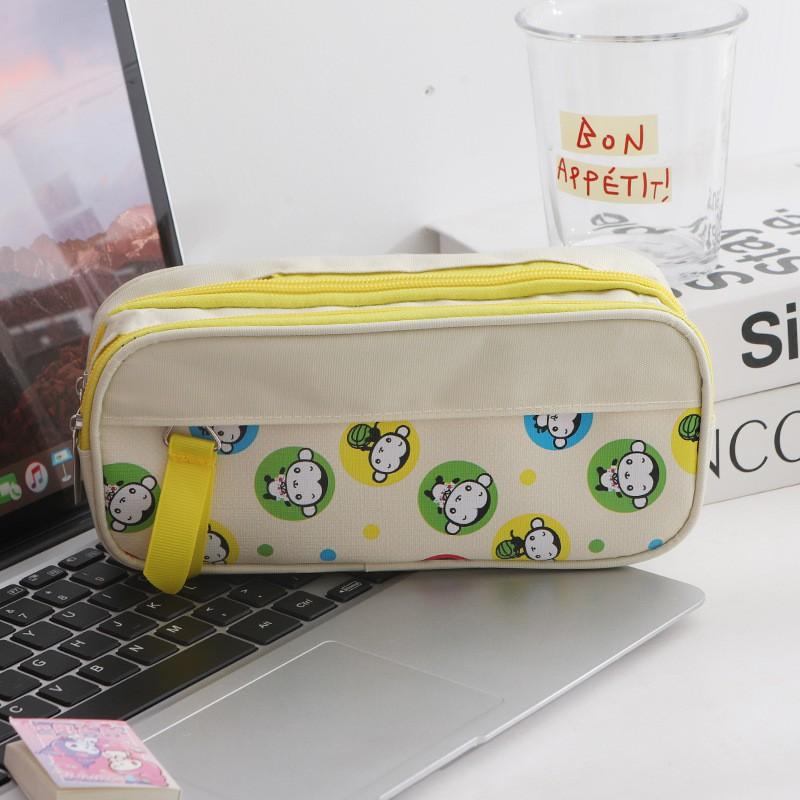 Large Capacity Dual-Layer Pencil Case Students Minimalist Fresh Design Oxford Fabric Multi-Compartment School